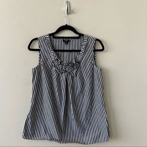 Talbots-stripe Ruched Neck Sleeveless Top